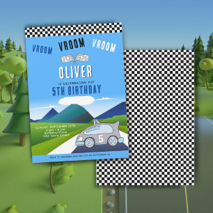 Vroom Vroom Racing Car Road Boy Birthday Invitation