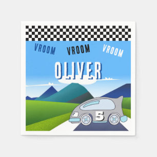 Vroom Vroom Racing Car Road Boy Birthday Napkin