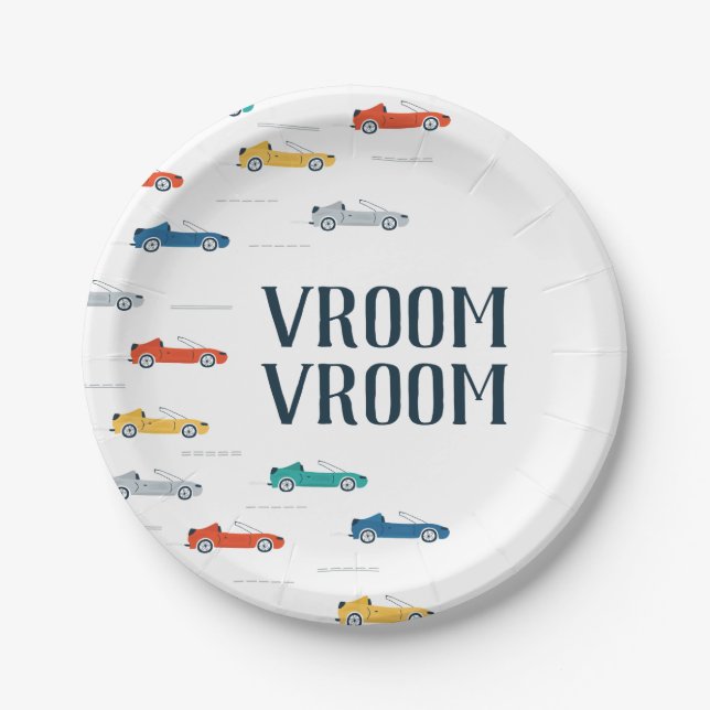 Vroom Vroom Transportation Paper Plate (Front)
