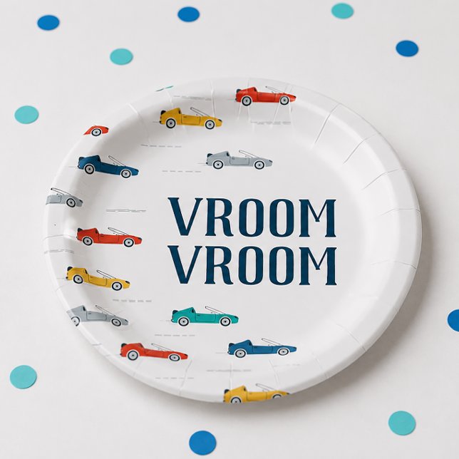 Vroom Vroom Transportation Paper Plate (Transportation Birthday Paper Plates)