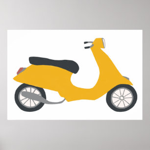 Vroom Vroom Yellow Motor Scooter Art Poster