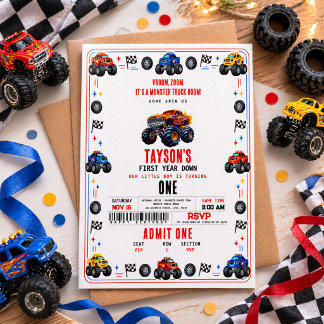 Vroom Zoom Monster Truck Boom | 1st Birthday Party Invitation