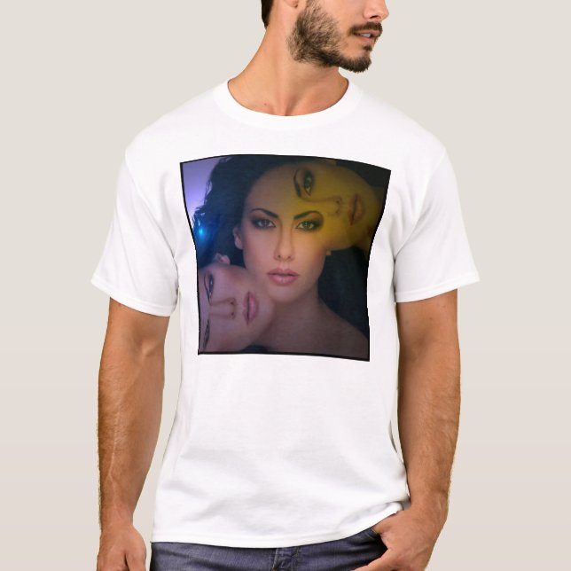 Vrouw rand donker kleur T-Shirt (Front)