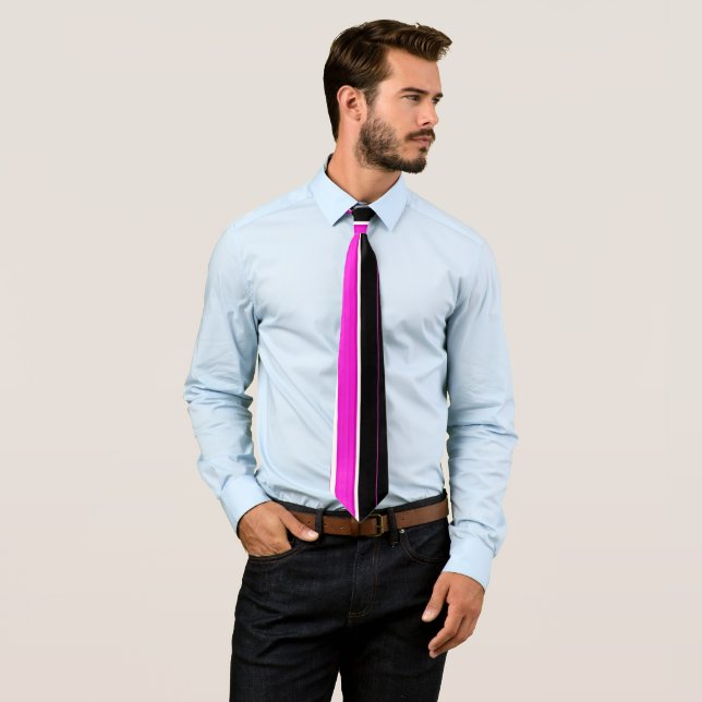 Vrtical Lines Black Pink Amou Isometric Pattern Tie (In Situ)
