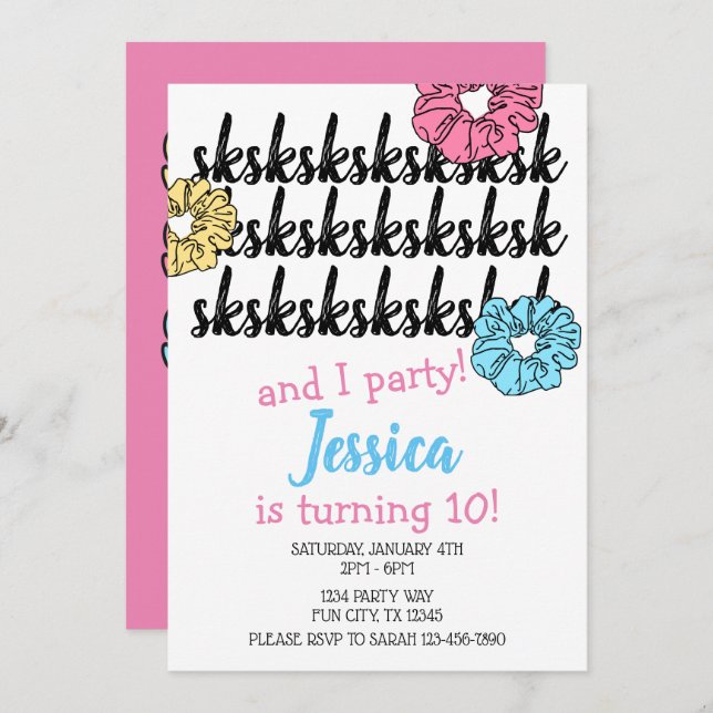 VSCO Girl Birthday Party Invitation (Front/Back)