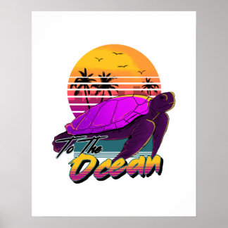 Vsco Girl Sea Turtle vaoirwave aesthetics Poster