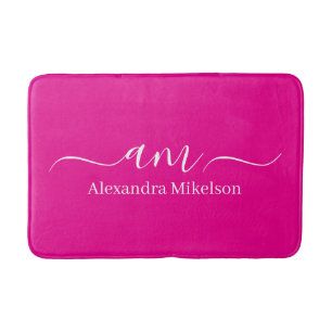 VSimple Modern Monogram pink Minimalist Bath Mat