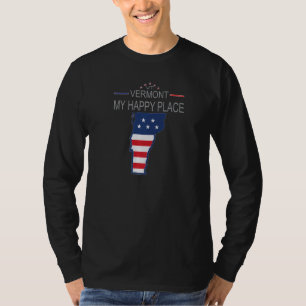 VT Vermont My Happy Place USA States Flag Map Pre T-Shirt