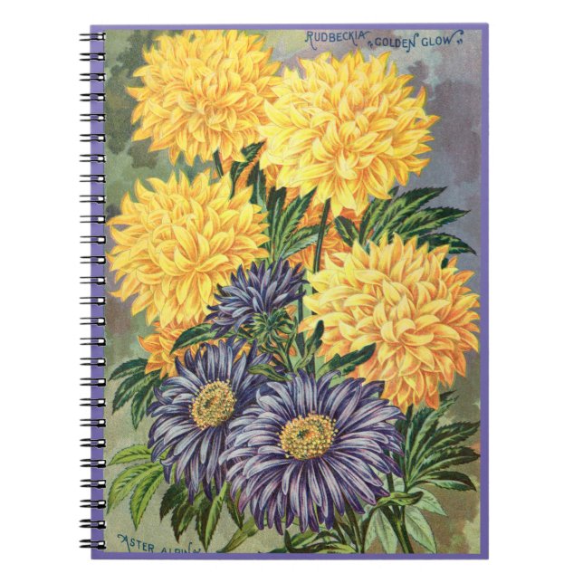 VTG Botanical Asters & Coneflowers Spiral Notebook (Front)