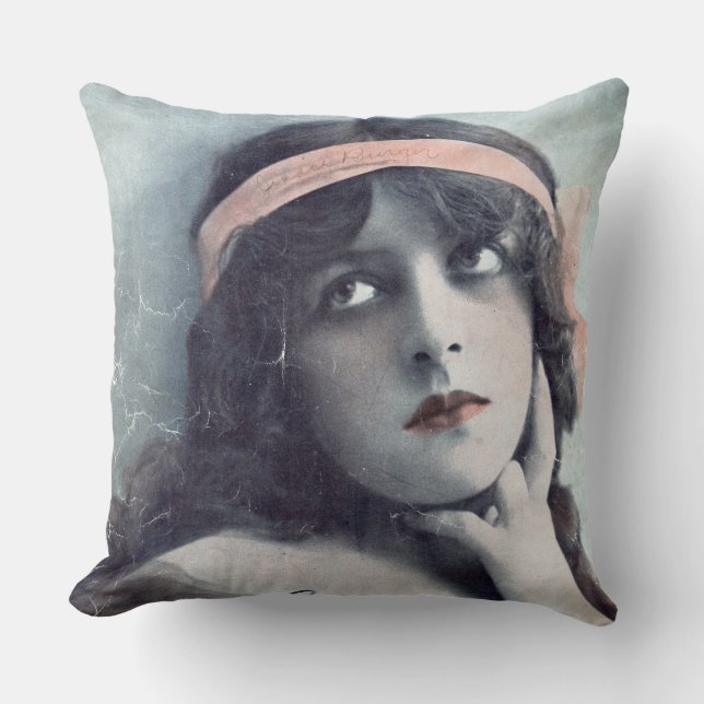 Vtg Inspired Sultry Pin Up Flapper Throw Pillow (Front)