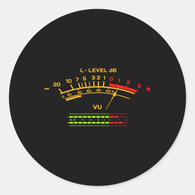 Vu Metre Hi-Fi Audio Stereo Music Sound Classic Round Sticker (Front)