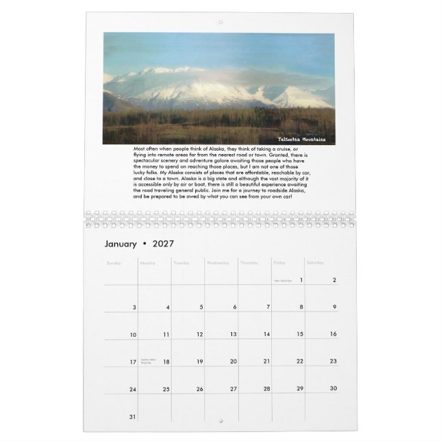 Vudsie's Alaska Calendar (Jan 2027)