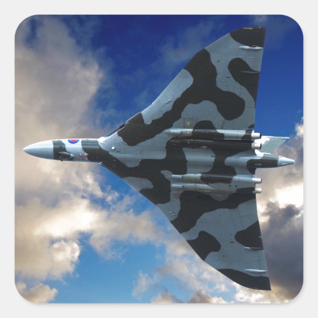 Vulcan bomber in flight square sticker (Front)