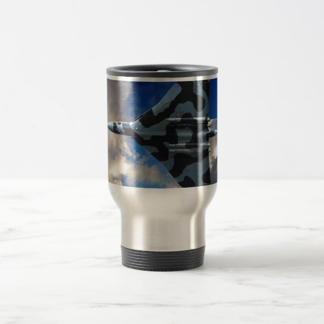 Vulcan bomber in flight travel mug (Center)