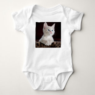 Vulnerable White Kitten Baby Bodysuit