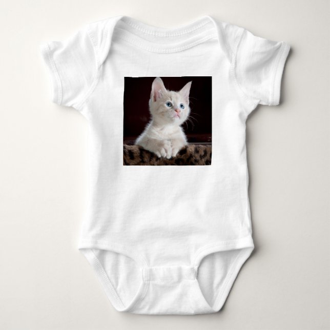 Vulnerable White Kitten Baby Bodysuit (Front)