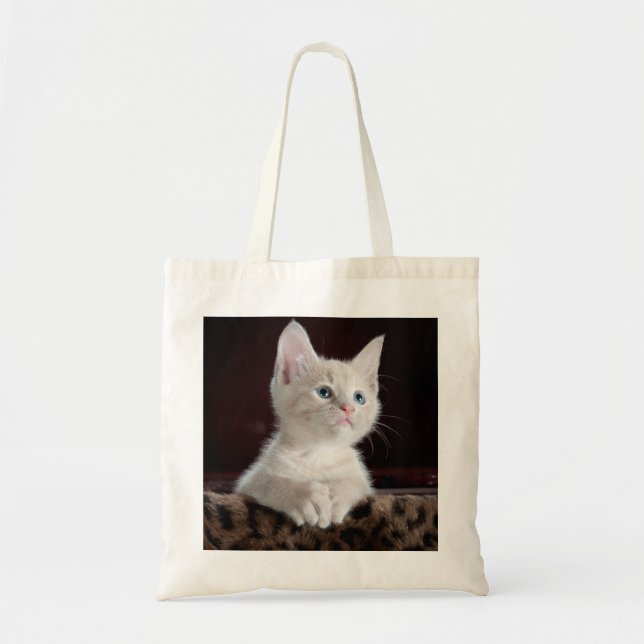 Vulnerable White Kitten Tote Bag (Front)