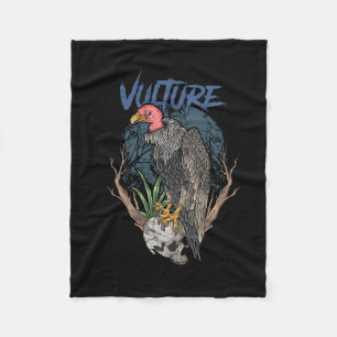 vulture and skull dark halloween fleece blanket