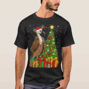 Vulture Bird Lighting Xmas Tree Santa Hat Vulture T-Shirt
