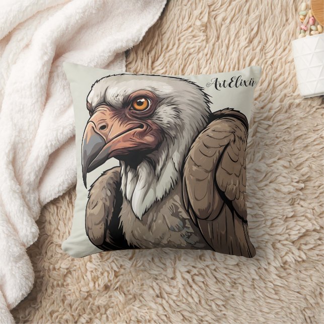 Vulture Drawing Print Cushion (Blanket)
