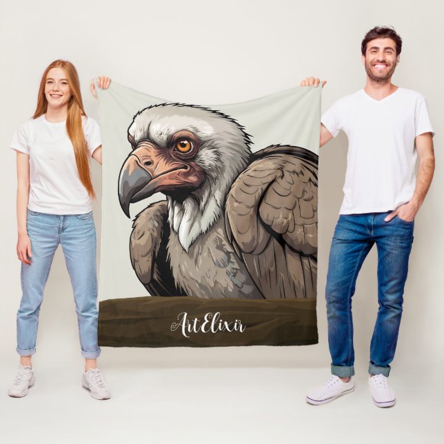 Vulture Drawing Print Fleece Blanket (In Situ)