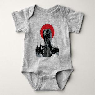 Vulture on Vintage Car with Red Sun Baby Bodysuit