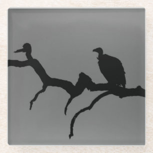Vulture Silhouette Glass Coaster