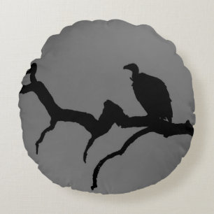 Vulture Silhouette Round Cushion