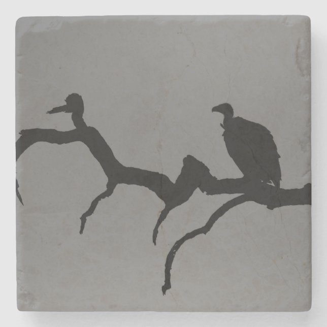 Vulture Silhouette Stone Coaster (Front)