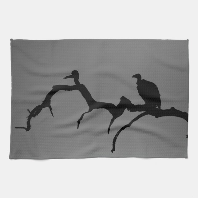 Vulture Silhouette Tea Towel (Horizontal)