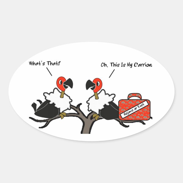 Vultures Carrion Carry-on Luggage Cartoon Oval Sticker (Front)