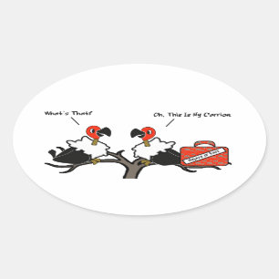 Vultures Carrion Carry-on Luggage Cartoon Oval Sticker