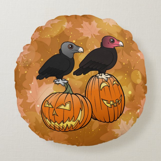 Vultures Celebrate Halloween! Round Cushion (Front)