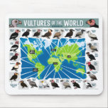 Vultures of the World Map Mouse Mat<br><div class="desc">Celebrate the vultures of the world with this cute and informative map of the world! Each of the world's vulture species are drawn in cute cartoon Birdorable style. The range of each species is indicated with arrows on the map. Easy to read and understand and oh so cute! You can...</div>