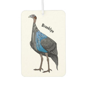 Vulturine guineafowl bird cartoon illustration car air freshener
