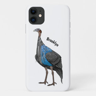 Vulturine guineafowl bird cartoon illustration iPhone 11 case