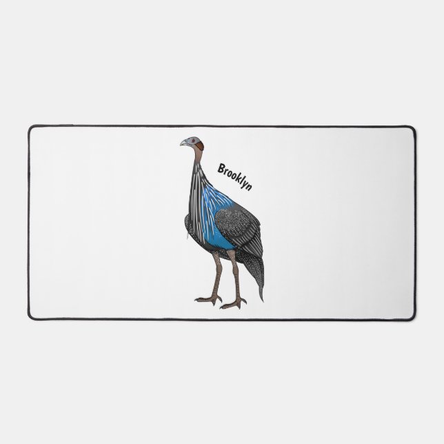 Vulturine guineafowl bird cartoon illustration  desk mat (Front)