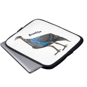 Vulturine guineafowl bird cartoon illustration  laptop sleeve