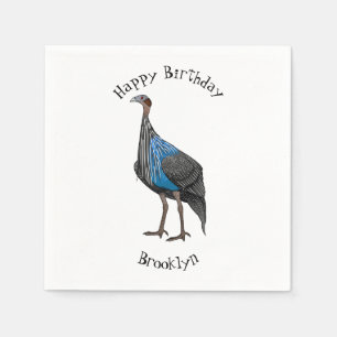Vulturine guineafowl bird cartoon illustration napkin