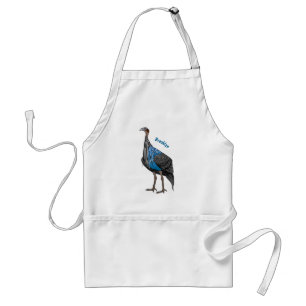 Vulturine guineafowl bird cartoon illustration  standard apron