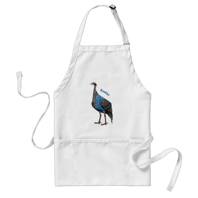 Vulturine guineafowl bird cartoon illustration  standard apron (Front)
