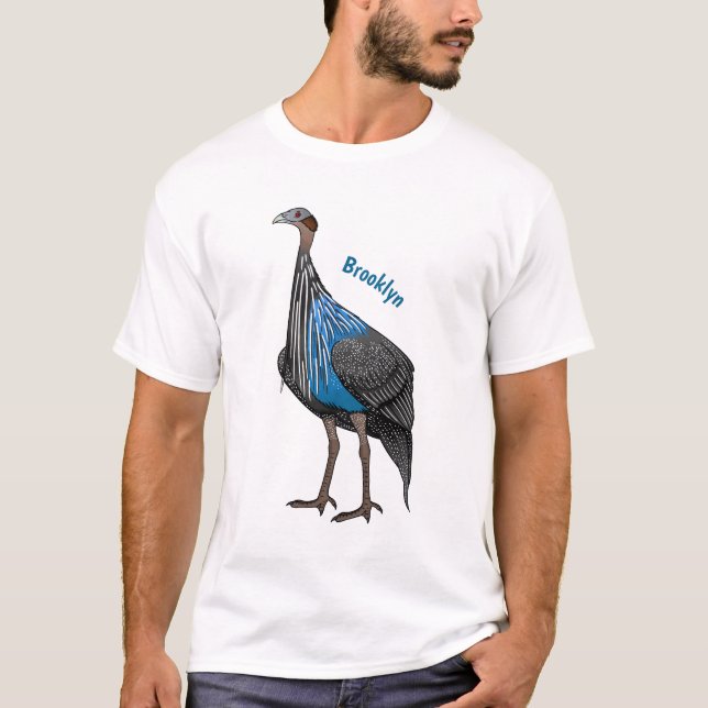 Vulturine guineafowl bird cartoon illustration  T-Shirt (Front)