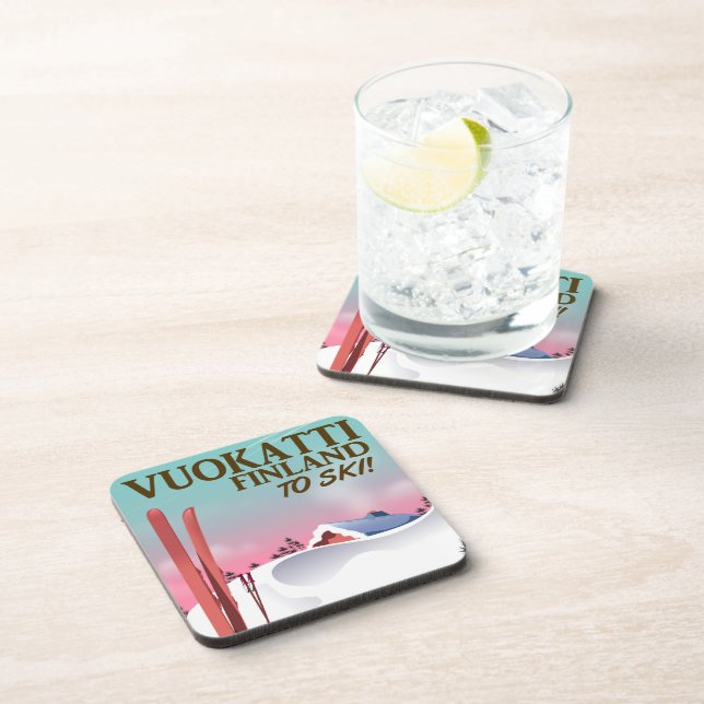 Vuokatti Finland ski poster Coaster (Right Side)