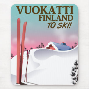Vuokatti Finland ski poster Mouse Mat