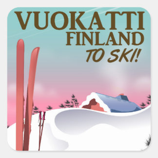 Vuokatti Finland ski poster Square Sticker