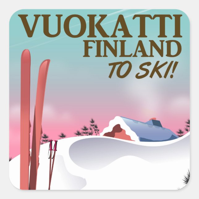Vuokatti Finland ski poster Square Sticker (Front)