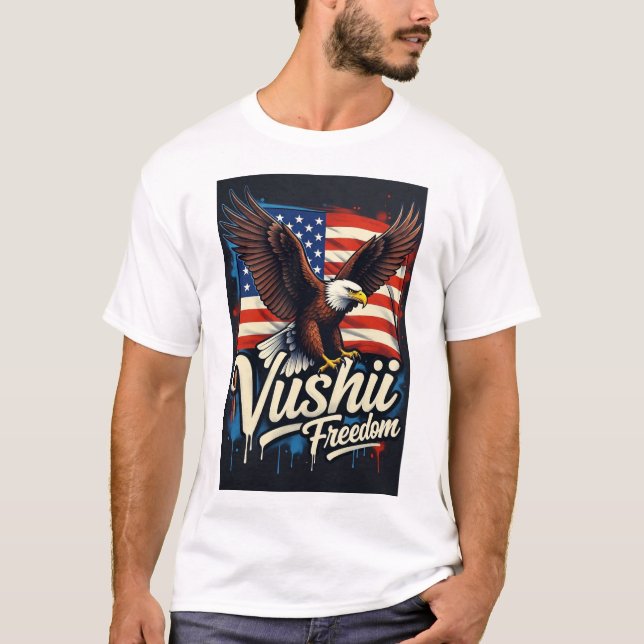 Vushii Eagle Freedom Graphic  T-Shirt (Front)