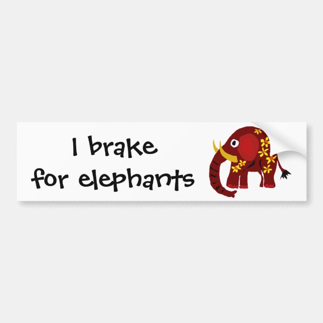 VW- Elephant and Daisies Primitive Art Bumper Sticker (Front)