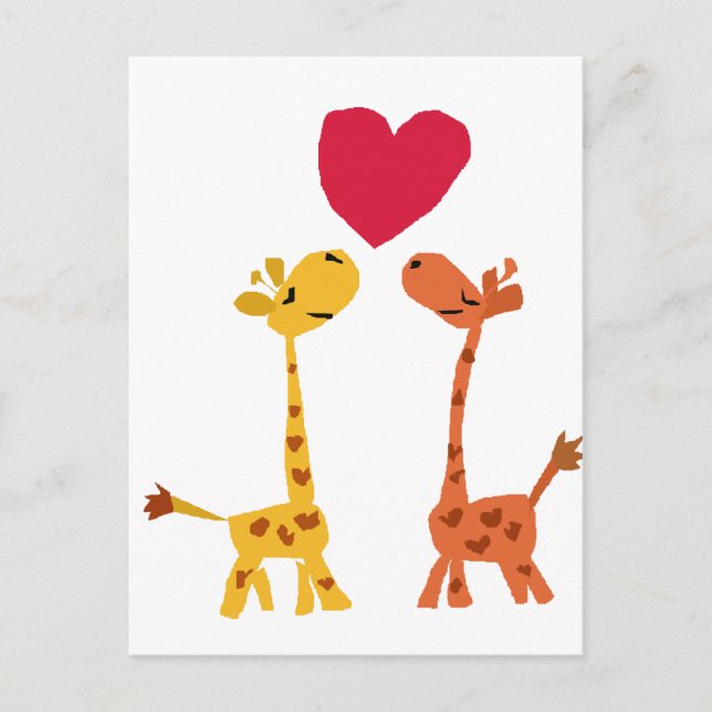 VW- Funny Giraffe Love Cartoon Postcard (Front)