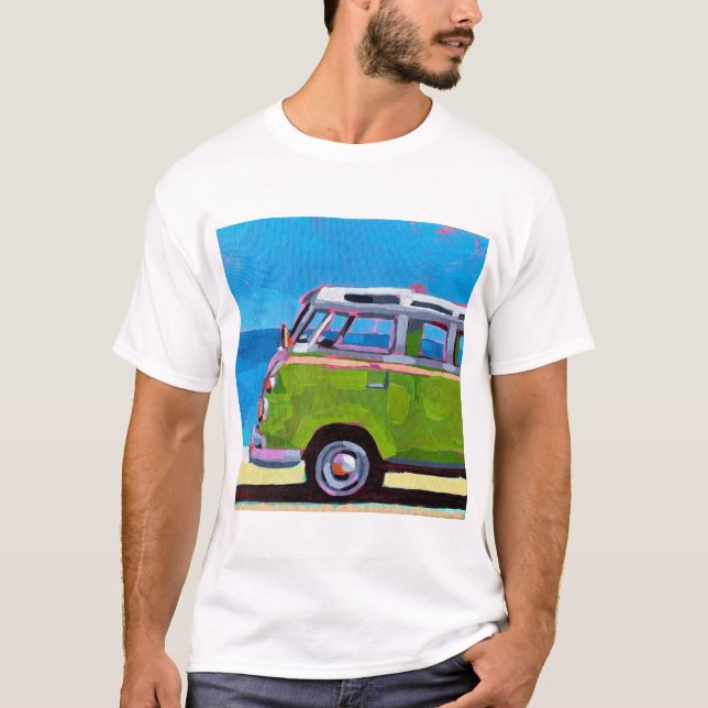 VW Van Painting - Gift for VW Van Enthusiasts T-Shirt (Front)